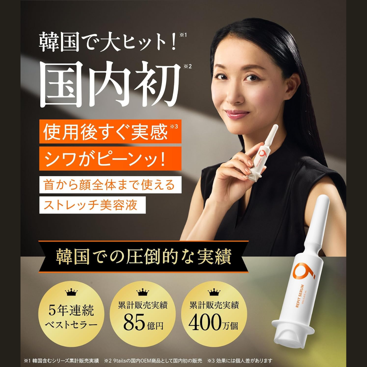 【ラベルのずれのため特別価格】<<日本初上陸>>30秒で実感 エクソソーム シワ改善 クリーム 美容液 リピットセラム 販売数400万個 PDRN スピキュール 韓国コスメ エイジングケア 6ml RepitSerum | NINETAILS